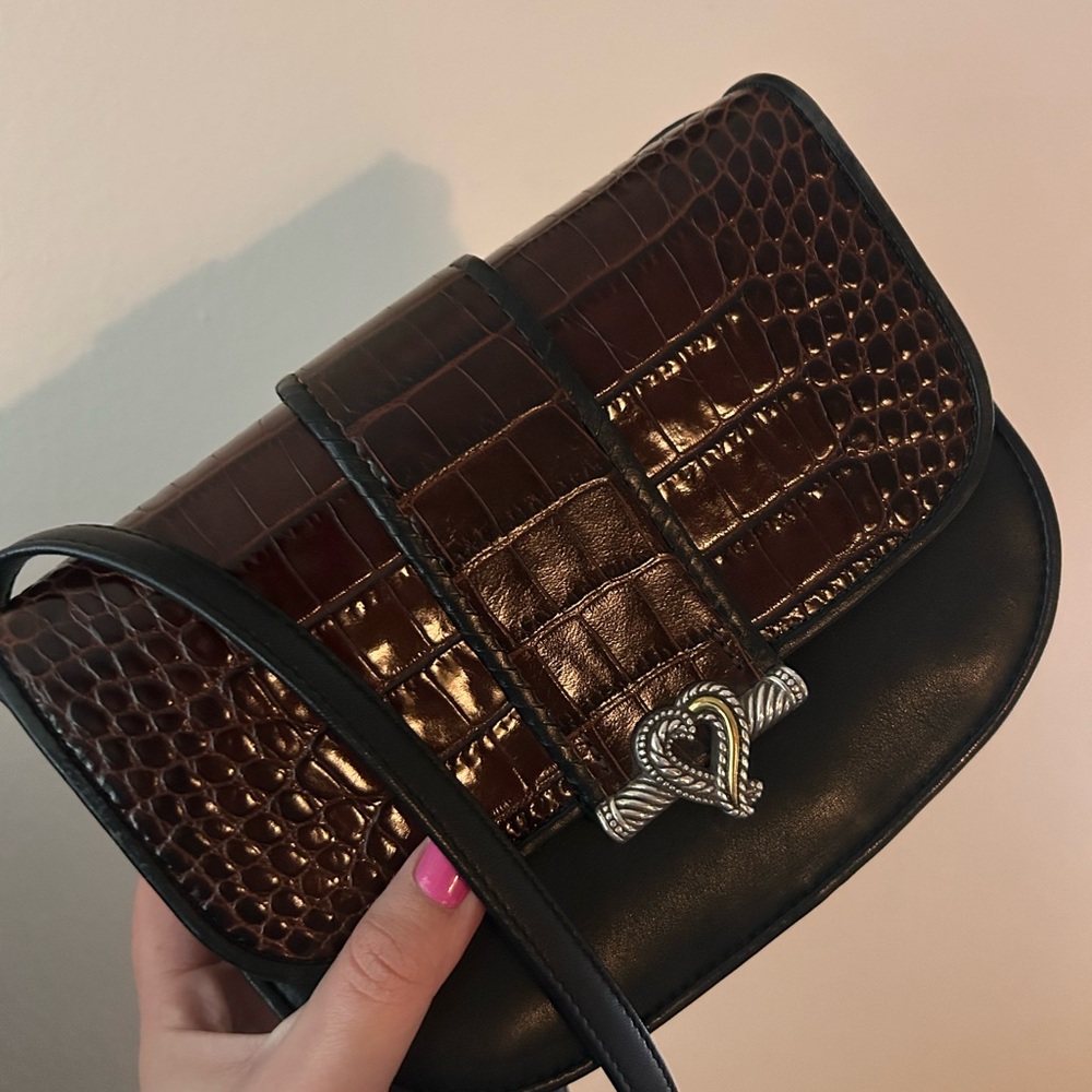 Brighton Croc Crossbody Bag Chocolate Brown Western Black Vintage Festival